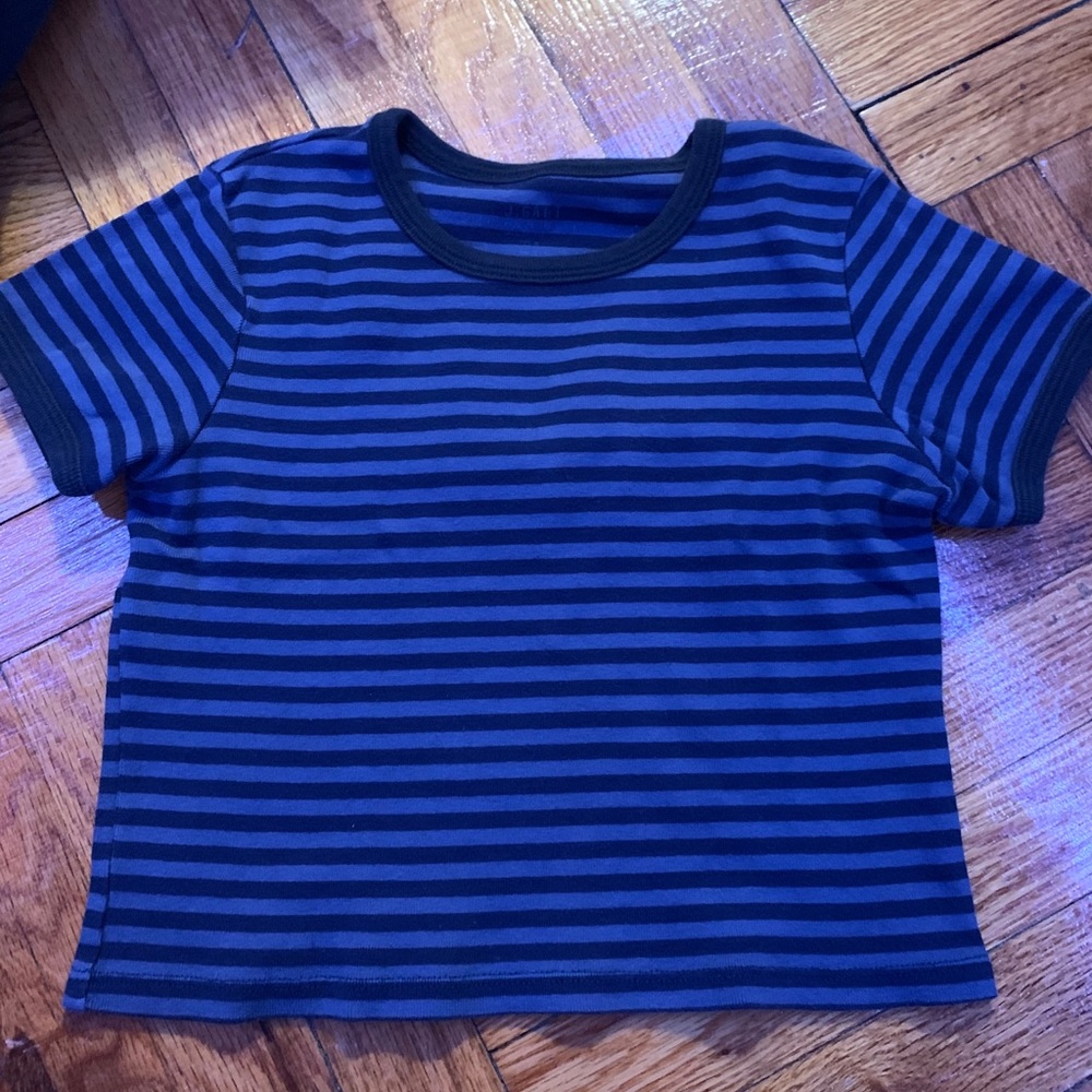 Brandy Melville crop blue stripped top